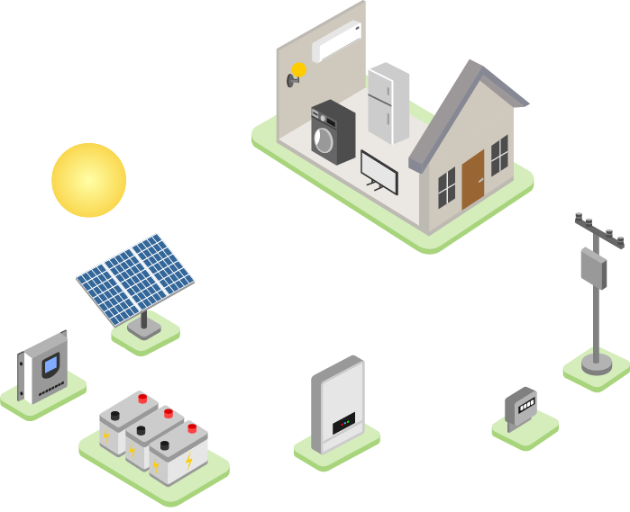 Gráfico ilustrado de como funciona la energía solar